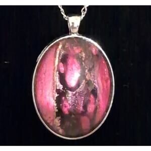 Cote' Design Studio Handmade Pendant Abstract Fluid Art Oval Colorful 1.5"